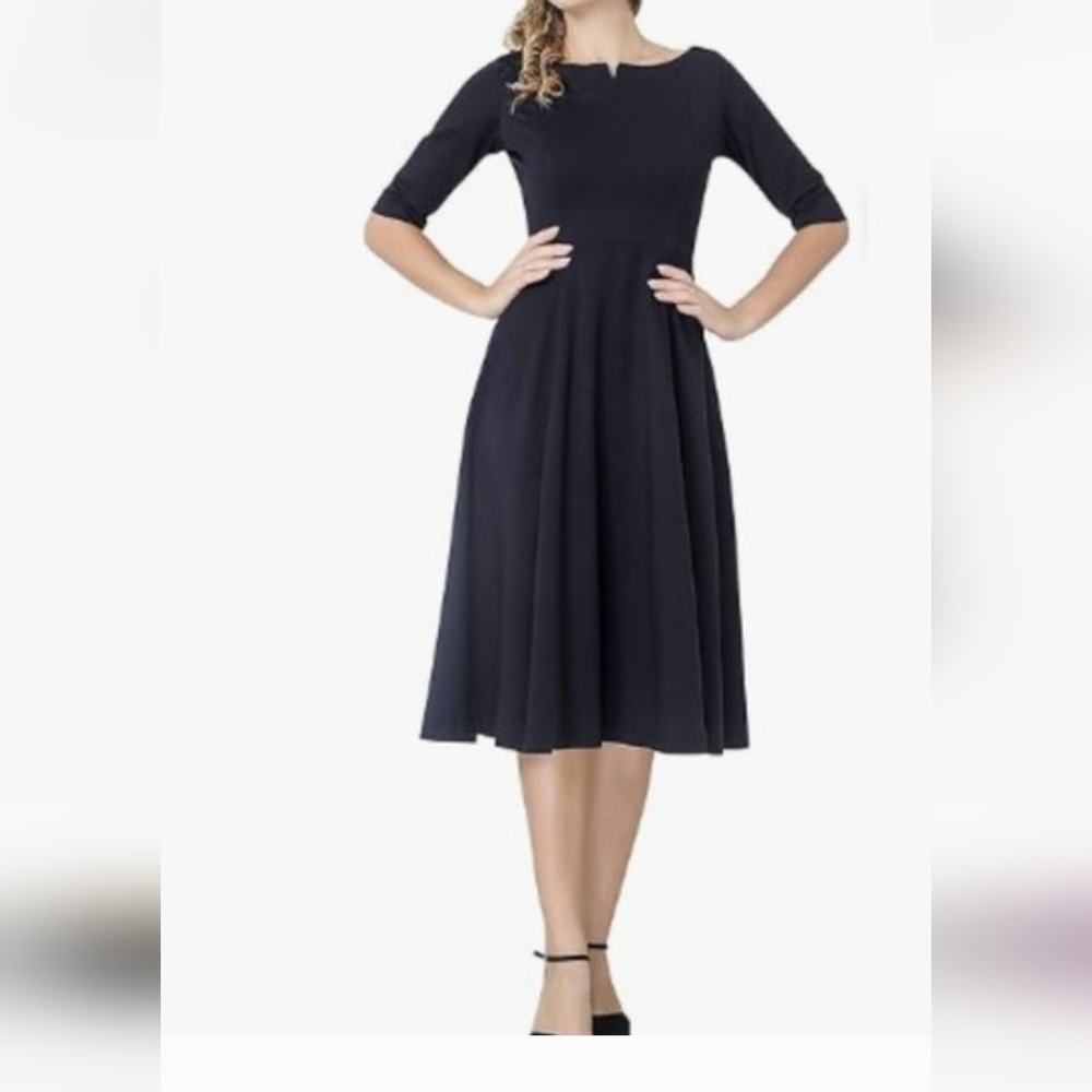 Marycrafts Women's Fit Flare Tea Midi Dress sz 22 black  NWT